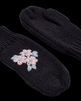 Forget-Me-Not Knitted Navy Mittens