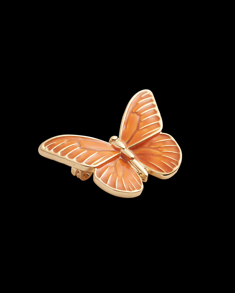 Enamel Orange Butterfly Brooch