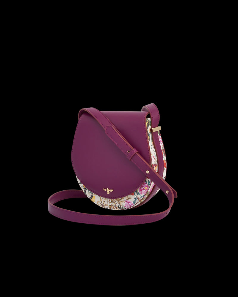 Floral Engravings Plum Saddle Bag