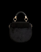 Deer & Moon Velvet - Embroidered Saddle Bag Black