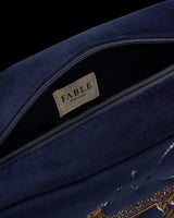 Deer & Moon Embroidered Pouch Blueberry Velvet