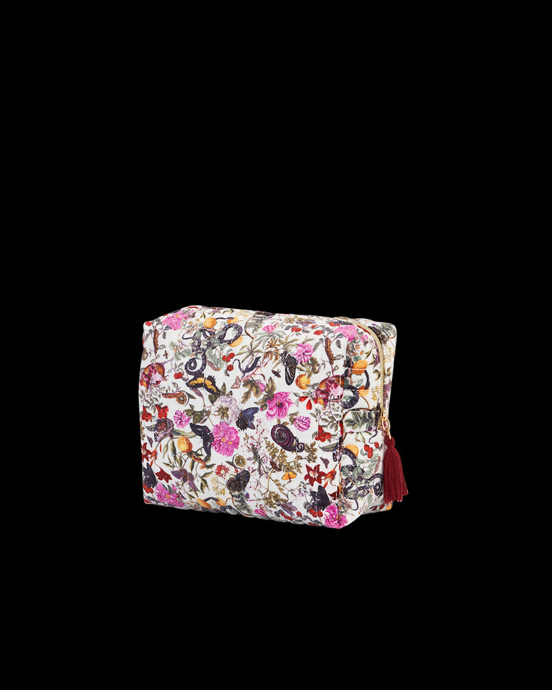Floral Engravings Large Velvet Cosmetic Bag