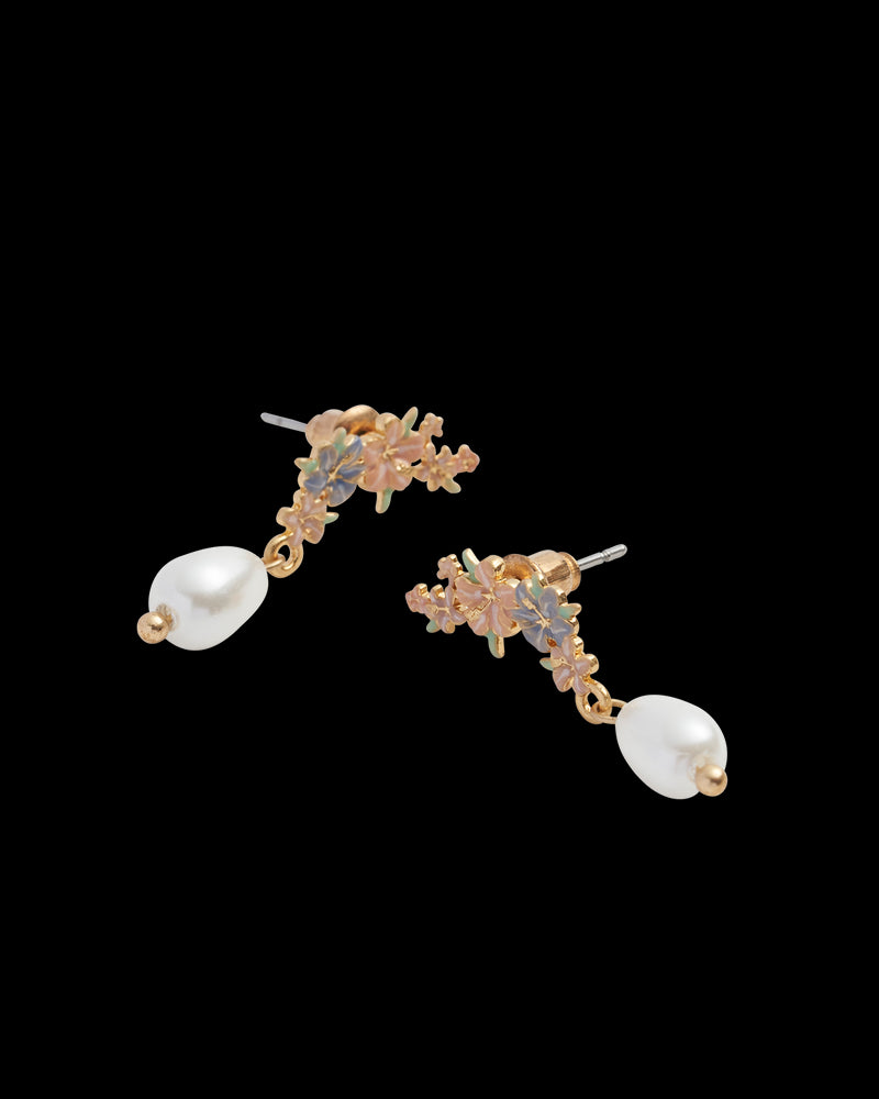 Hibiscus & Pearl Earrings
