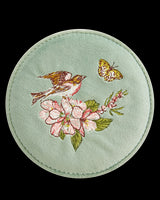 Morning Song Bird Embroidered Round Jewellery Box