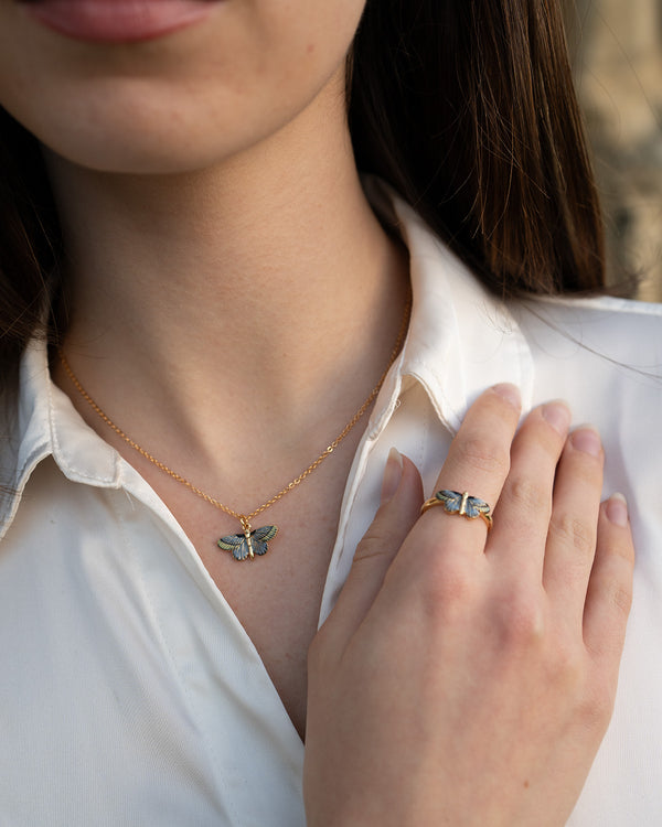 Deco Butterfly Blue Ring