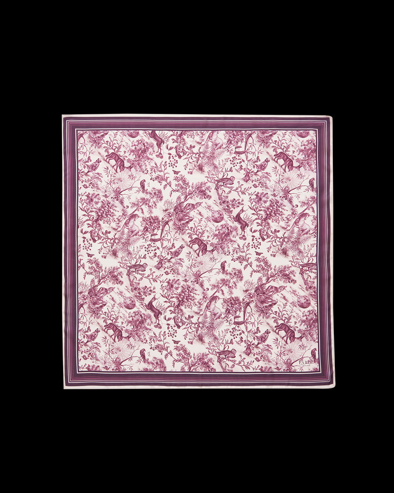 Wolf Garden Toile Burgundy Square Scarf