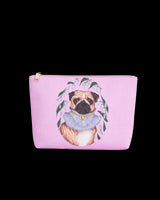 Catherine Rowe Pet Portraits Pug Pink Cotton Pouch