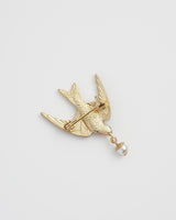 Swallow & Pearl Brooch