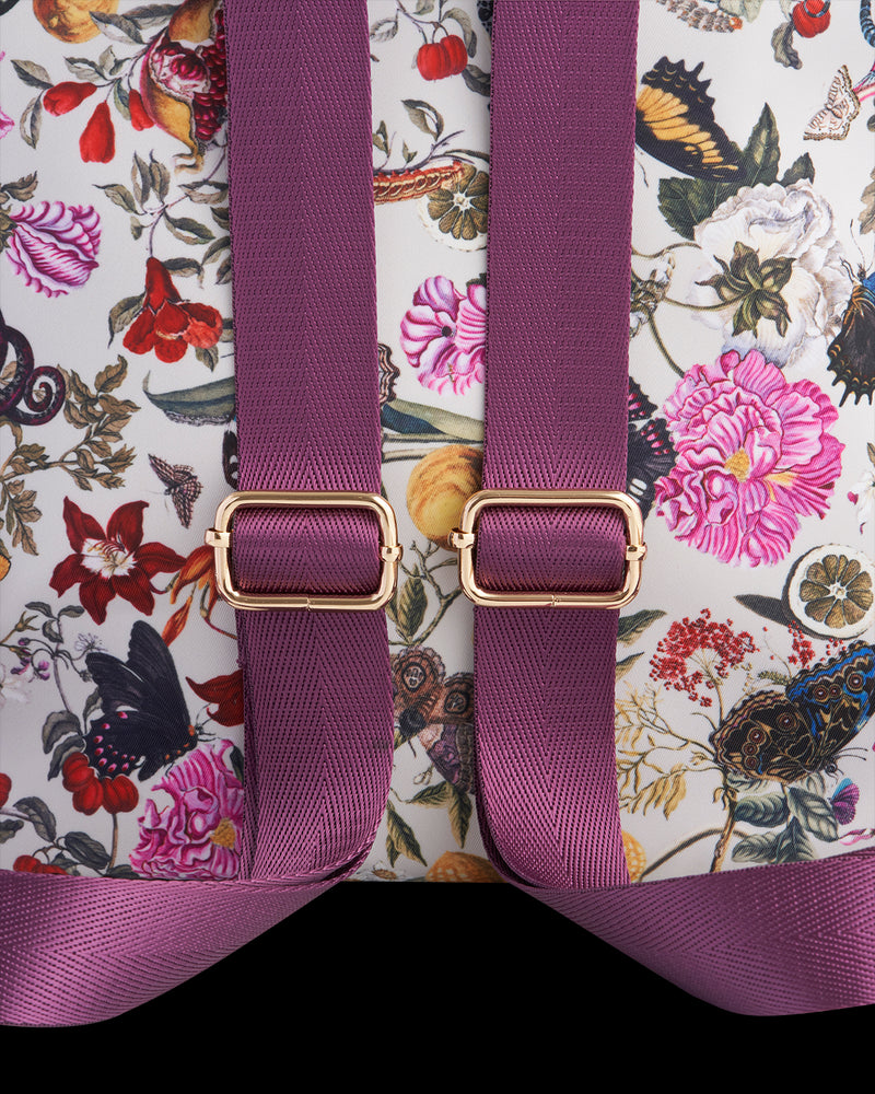 Floral Engravings Small  Plum Backpack