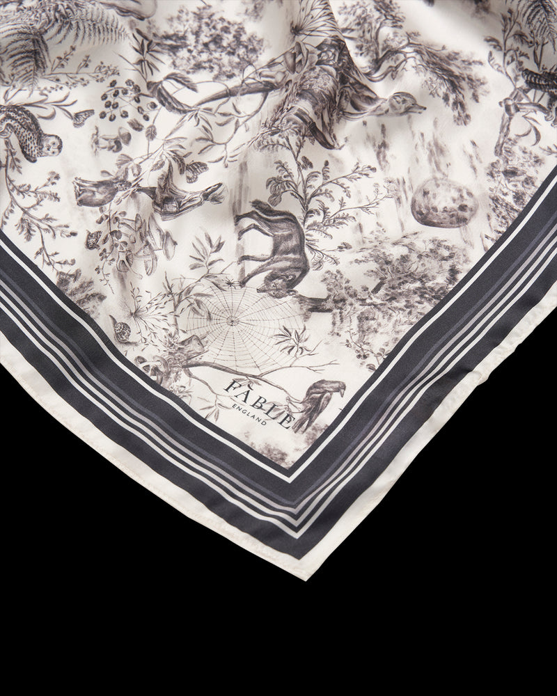 Wolf Garden Toile Black Square Scarf