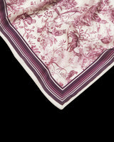 Wolf Garden Toile Burgundy Square Scarf