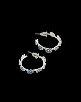 Forget Me Not Silver Stud Hoop Earrings