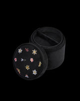 Floral Ditsy Embroidered Black Velvet Jewellery Box