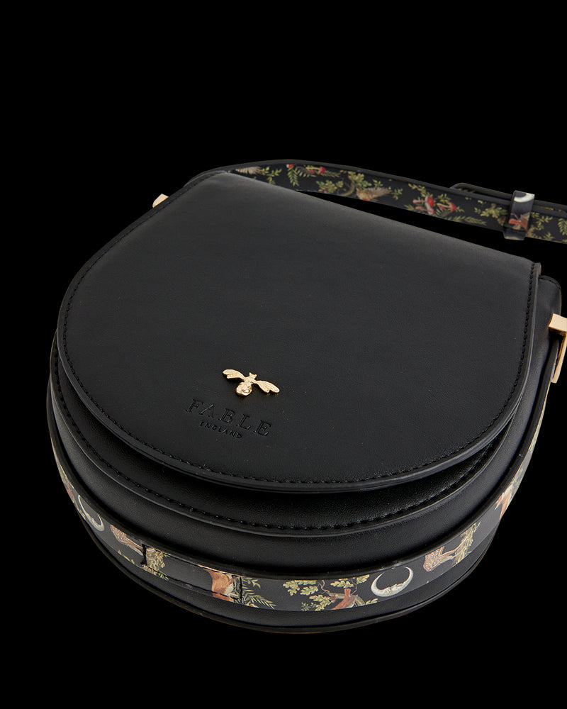 Woodland Toile Saddle Bag - Black