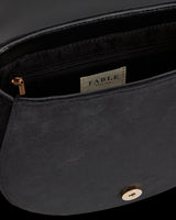 Deer & Moon Velvet - Embroidered Saddle Bag Black