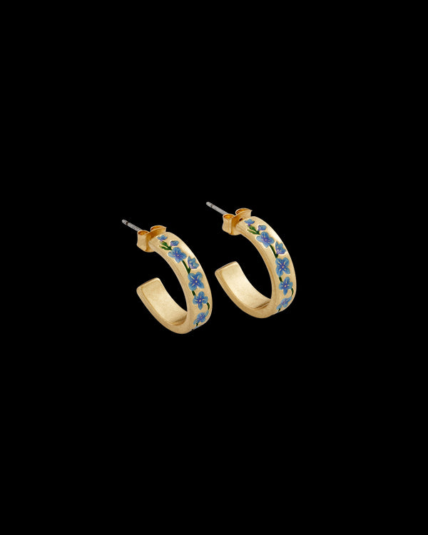 Blue Forget-Me-Not Hoop Earings
