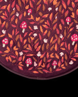 Magical Mushroom Embroidered Burgundy Velvet Circle Bag