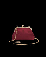 Victoriana Embroidered Burgundy Satin Clutch Bag