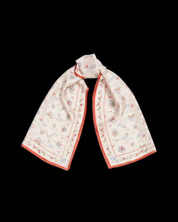 Cream High Teacups Silky Scarf