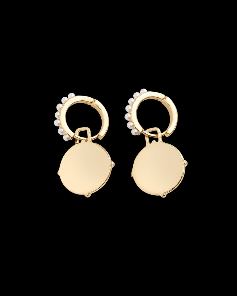 Honey Bee & Pearl Huggie Earrings