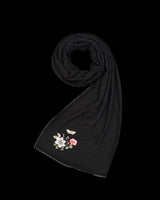 Floral Embroidered Black Pashmina Scarf