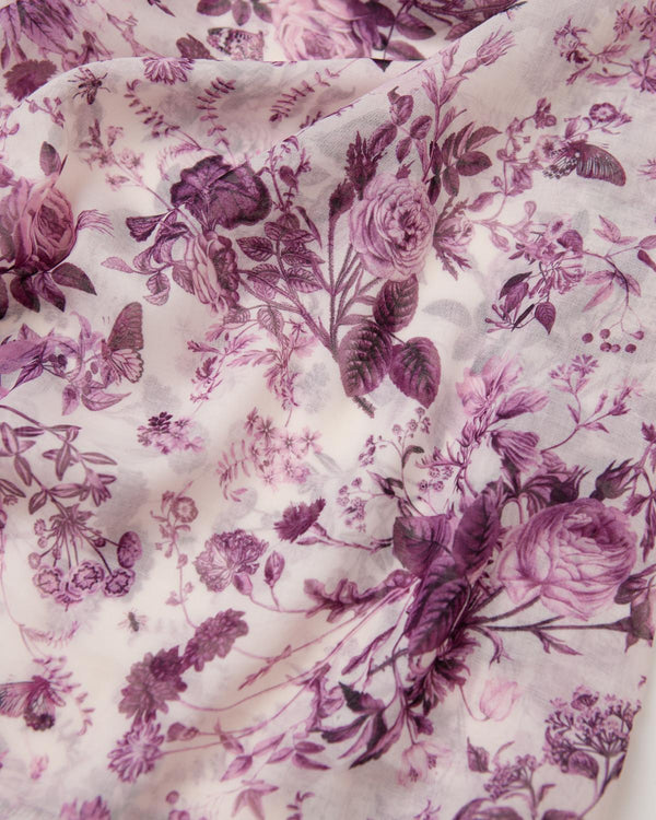 Rambling Floral Lightweight Scarf - Plum