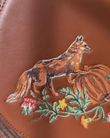 Fox & Pumpkin Embroidered Tan Saddle Bag