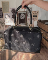 Hepsie Velvet Embroidered Bag - Black