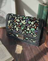 Cathy Black Embroidered Fold Over Bag