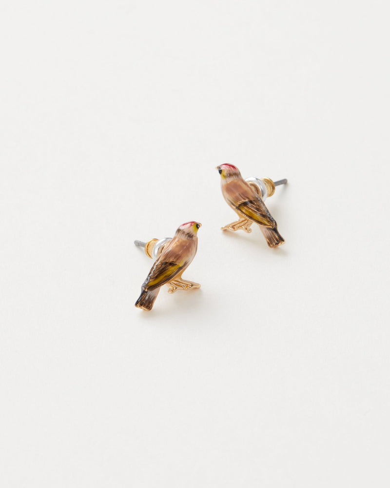 Enamel Goldfinch Stud Earrings