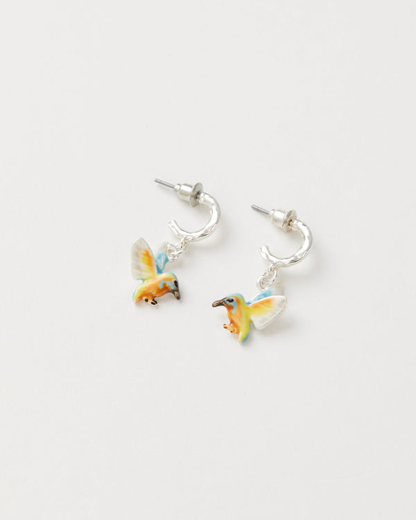 Enamel Kingfisher Hoop Earrings