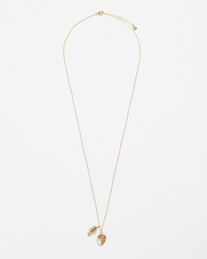 Gold Acorn Short Necklace