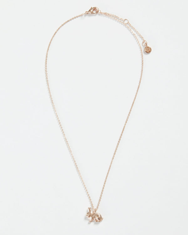 Rose Gold Rabbit Short Necklace