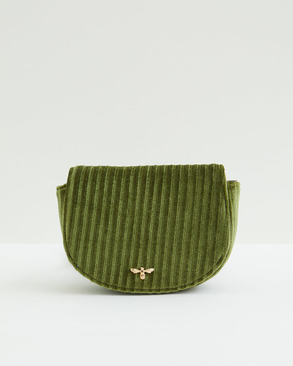 Fable England Green Velvet Waist Bag