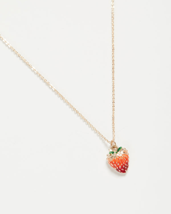 Enamel Strawberry Short Necklace