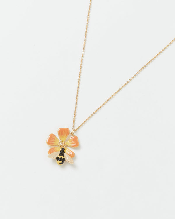 Fable England Enamel Bloom & Bee Long Necklace