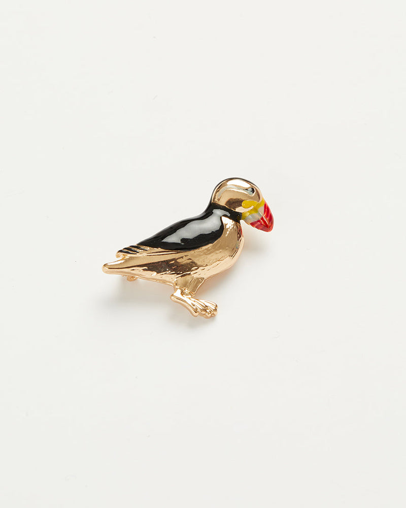 Fable England Enamel Puffin Brooch