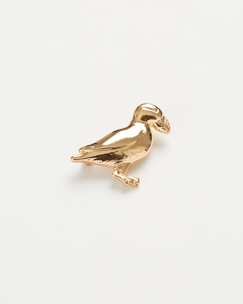 Fable England Gold Puffin Brooch
