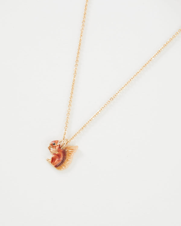 Fable England Enamel Red Squirrel Necklace