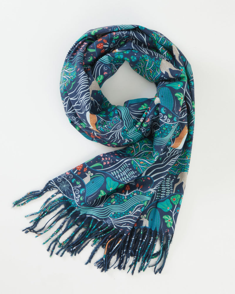Fable England Navy The Enchanted Tree Scarf