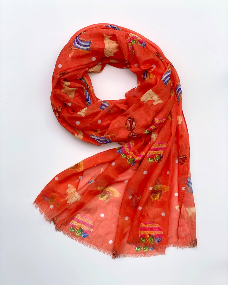 Fable England Coral Beach Scene Scarf