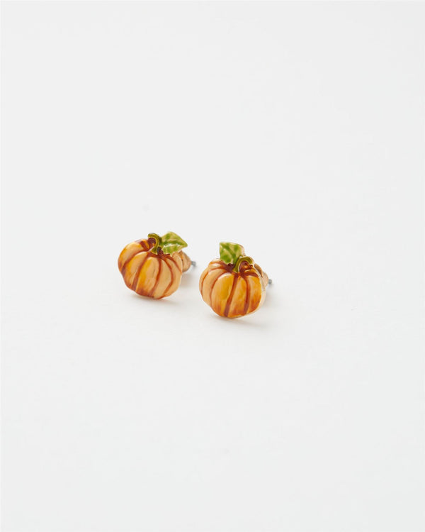 Enamel Pumpkin Stud Earrings